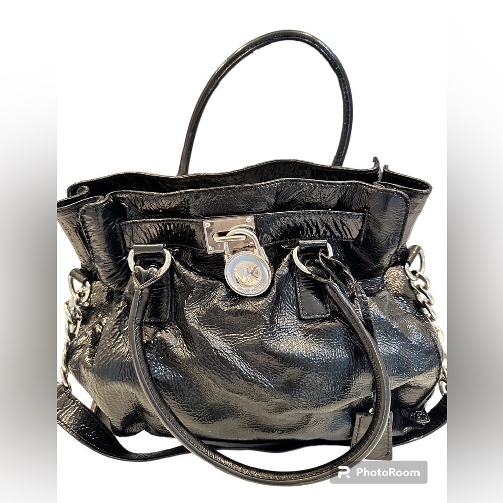 Michael Kors large patent leather top handle or shoulder strap purse.